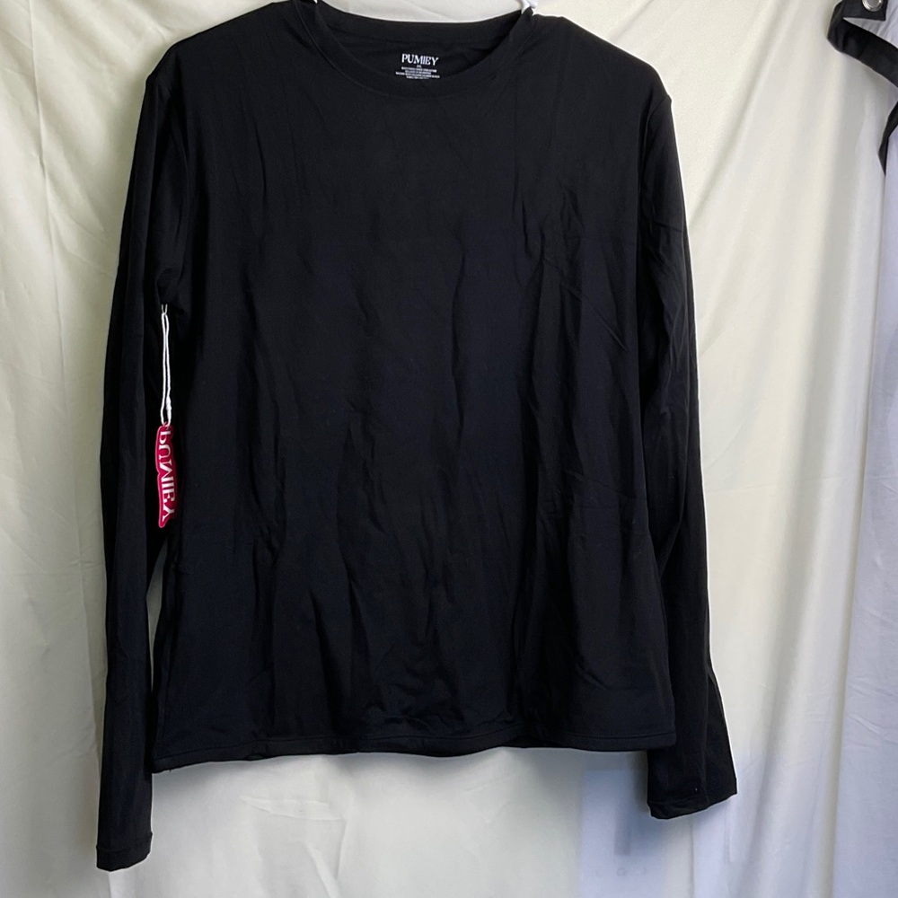 Pumiey Women's Classic Black Long Sleeve Top